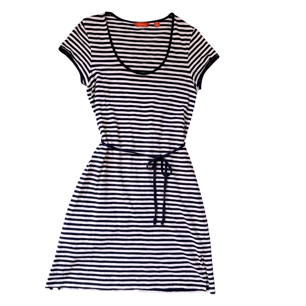 Tommy Bahama Relax Summer Striped Cotton Dress (M)‎ Belted Navy Coastal Easy